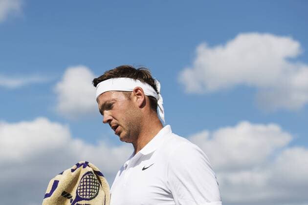 160627, Tennis, Wimbledon, Dag 1: Marcus Willis (GBR) during the first round of GentlemenÕs Singles. The Championships 2016 at The All England Lawn Tennis Club, Wimbledon. Day 1 Monday 27 06 2016.  Copyright: JOELxMARKLUND BB160627JM036