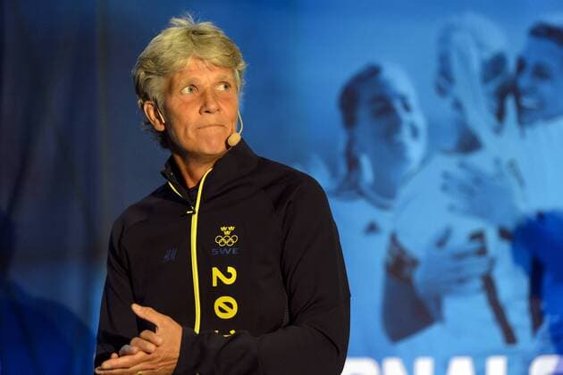 Fußball, Damen, Pia Sundhage - PK Nationalteam Schweden 160628 Sveriges förbundskapten Pia Sundhage under en presskonferens där OS-truppen presenterades den 28 juni 2016 i Halmstad.  Copyright: AndersxBjurö BB160628BB319