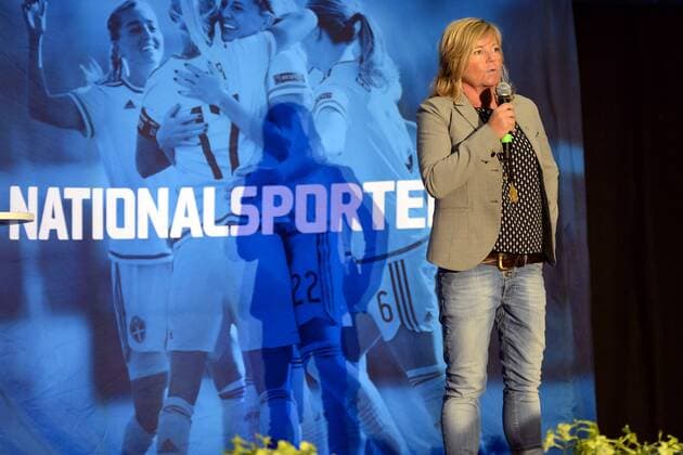 160628 Sveriges Landslagschef Marika Domanski Lyfors under en presskonferens där OS-truppen presenterades den 28 juni 2016 i Halmstad.  Copyright: AndersxBjurö BB160628BB380