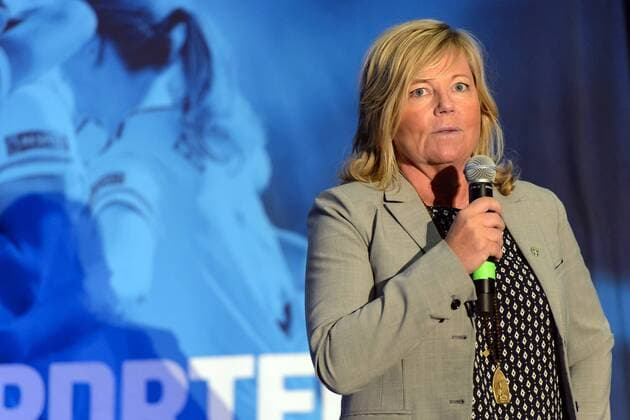 160628 Sveriges Landslagschef Marika Domanski Lyfors under en presskonferens där OS-truppen presenterades den 28 juni 2016 i Halmstad.  Copyright: AndersxBjurö BB160628BB381