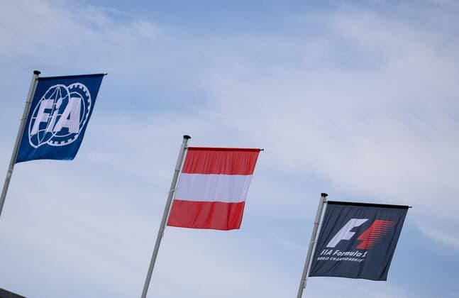 Formel 1, GP von Österreich in Spielberg FORMULA 1 - GP of Austria 2016 SPIELBERG,AUSTRIA,30.JUN.16 - MOTORSPORTS, FORMULA 1 - Grand Prix of Austria, Red Bull Ring, preview. Image shows flags. GEPAxpictures xChristianxWalgram