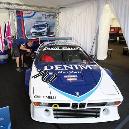 FORMULA 1 - GP of Austria 2016 SPIELBERG,AUSTRIA,30.JUN.16 - MOTORSPORTS, FORMULA 1 - Grand Prix of Austria, Red Bull Ring, preview. Image shows the worker and an old BMW M1 Procar car driven by Gerhard Berger. GEPAxpictures xMaticxKlansek
