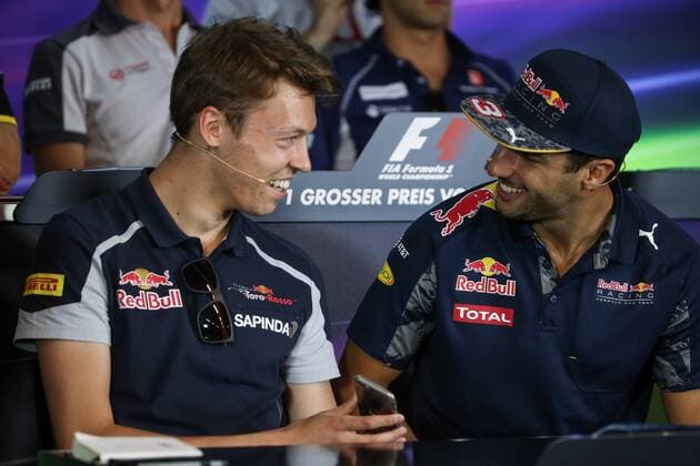FORMULA 1 - GP of Austria 2016 SPIELBERG,AUSTRIA,30.JUN.16 - MOTORSPORTS, FORMULA 1 - Grand Prix of Austria, Red Bull Ring, preview, press conference PK Pressekonferenz Image shows Daniil Kvyat (RUS Scuderia Toro Rosso) and Daniel Ricciardo (AUS Red Bull Racing). GEPAxpictures xDanielxGoetzhaber