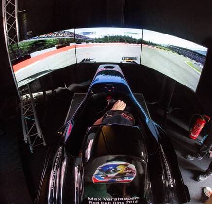 FORMULA 1 - GP of Austria 2016 SPIELBERG,AUSTRIA,30.JUN.16 - MOTORSPORTS, FORMULA 1 - Grand Prix of Austria, Red Bull Ring, preview. Image shows Max Verstappen (NED Red Bull) playing on simulator at Gamezone. GEPAxpictures xMaticxKlansek