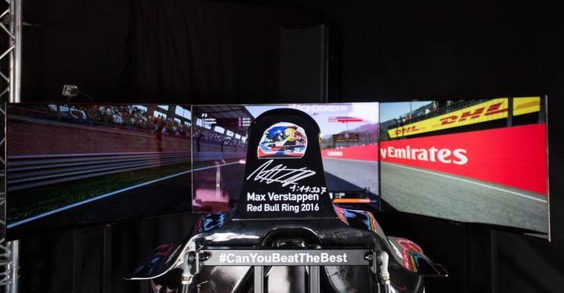 FORMULA 1 - GP of Austria 2016 SPIELBERG,AUSTRIA,30.JUN.16 - MOTORSPORTS, FORMULA 1 - Grand Prix of Austria, Red Bull Ring, preview. Image shows simulator at Gamezone with Max Verstappen (NED Red Bull) signature. GEPAxpictures xMaticxKlansek