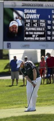 June 30, 2016 - Akron, OH, USA - Shane Lowry hits his third shot on the 9th hole during the first round of the Bridgestone Invitational at Firestone Country Club in Akron, Ohio, on Thursday, June 30, 2016. Bridgestone Invitational at Firestone Country Club, first round - ZUMAm67_