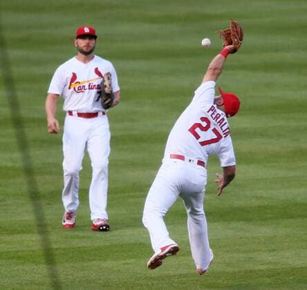 June 30, 2016 - St Louis, MO, USA - St. Louis Cardinals third baseman Jhonny Peralta (27) is unable to catch a fly ball off the bat of the Kansas City Royals Jarrod Dyson for an RBI double in the second inning on Thursday, June 30, 2016, at Busch Stadium in St. Louis. The Royals won, 4-2. Kansas City Royals at St. Louis Cardinals - ZUMAm67_