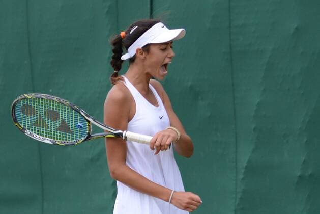 June 30, 2016 - London, England - OLGA DANILOVIC of Serbia in her semifinal match vs. A. Potapova in the Nike Junior International Roehampton tennis tournament. Tennis 2016 - Nike Junior International Roehampton - Day 5 - ZUMAl132