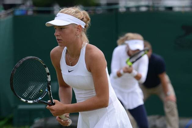 June 30, 2016 - London, England - ANATSASIA POTAPOVA and OLESYA PERVUSHINA of Russia in the doubles semifinals in the Nike Junior International Roehampton tennis tournament. Tennis 2016 - Nike Junior International Roehampton - Day 5 - ZUMAl132