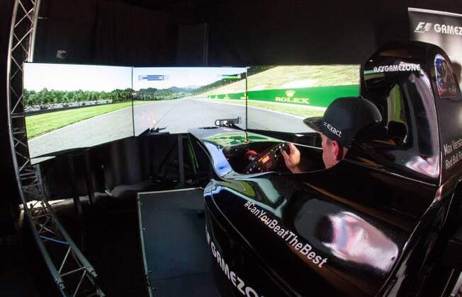 FORMULA 1 - GP of Austria 2016 SPIELBERG,AUSTRIA,30.JUN.16 - MOTORSPORTS, FORMULA 1 - Grand Prix of Austria, Red Bull Ring, preview. Image shows Max Verstappen (NED Red Bull) playing on a simulator at Gamezone. GEPAxpictures xMaticxKlansek