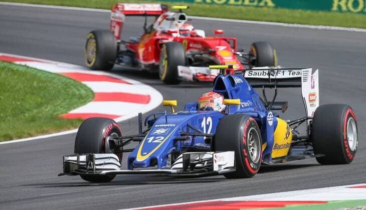 FORMULA 1 - GP of Austria 2016 SPIELBERG,AUSTRIA,01.JUL.16 - MOTORSPORTS, FORMULA 1 - Grand Prix of Austria, Red Bull Ring, free practice. Image shows Felipe Nasr (BRA Sauber) and Kimi Raeikkoenen (FIN Ferrari). GEPAxpictures xMarioxKneisl