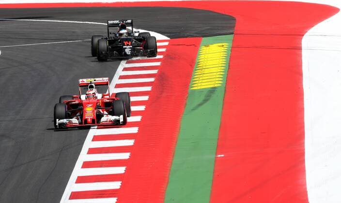 FORMULA 1 - GP of Austria 2016 SPIELBERG,AUSTRIA,01.JUL.16 - MOTORSPORTS, FORMULA 1 - Grand Prix of Austria, Red Bull Ring, free practice. Image shows Kimi Raeikkoenen (FIN Ferrari) and Fernando Alonso (ESP McLaren Honda). GEPAxpictures xHansxOberlaender