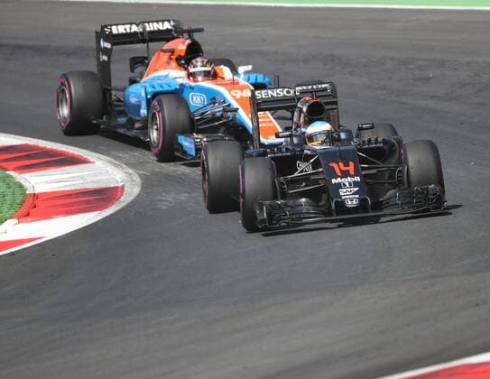 FORMULA 1 - GP of Austria 2016 SPIELBERG,AUSTRIA,01.JUL.16 - MOTORSPORTS, FORMULA 1 - Grand Prix of Austria, Red Bull Ring, free practice. Image shows Fernando Alonso (ESP McLaren Honda) and Pascal Wehrlein (GER Manor). GEPAxpictures xHansxOberlaender