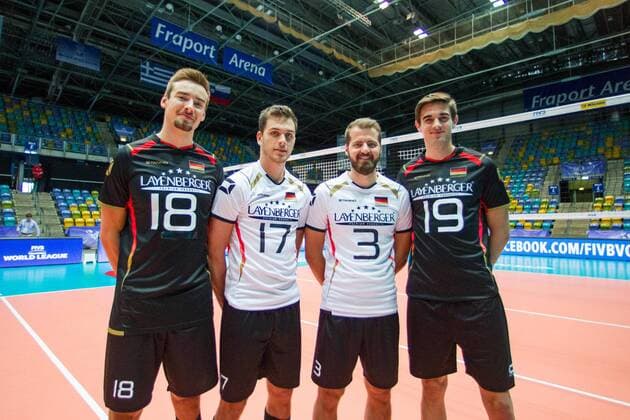 Georg Klein (18 Deutschland Germany), David Sossenheimer (17 Deutschland Germany), Thilo Spaeth-Westerholdt (3 Deutschland Germany) und Daniel Malescha (19 Deutschland Germany); FIVB Volleyball World League Group 3 Finals, fraport Arena, Frankfurt (Main) Germany, 20160701: Semifinal Germany vs Chinese Taipei (Deutschland gegen Taiwan) , Frankfurt (Main) Copyright: Wuechner Eibner-Pressefoto EP_NWR