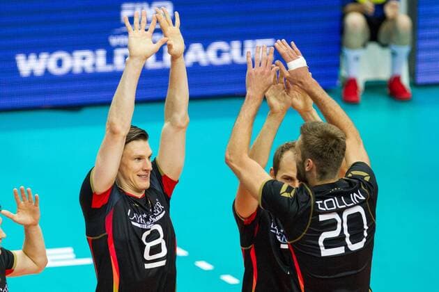 Markus Boehme (8 Deutschland Germany) und Philipp Collin (20 Deutschland Germany); FIVB Volleyball World League Group 3 Finals, fraport Arena, Frankfurt (Main) Germany, 20160701: Semifinal Germany vs Chinese Taipei (Deutschland gegen Taiwan) , Frankfurt (Main) Copyright: Wuechner Eibner-Pressefoto EP_NWR