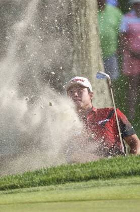 June 30, 2016: Hideki Matsuyama of Japan plays his shot from the sand during the first round of golf at the PGA Golf Herren World Golf Championships Bridgestone Invitational at Firestone Country Club in Akron, Ohio. (Photo by Shelley Lipton Icon Sportswire) GOLF: JUL 30 PGA - World Golf Championships-Bridgestone Invitational - First Round Icon160630093 EDITORIAL USE ONLY