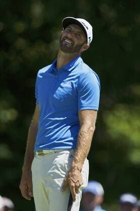 June 30, 2016: Dustin Johnson reacts to his putt during the first round of golf at the PGA Golf Herren World Golf Championships Bridgestone Invitational at Firestone Country Club in Akron, Ohio. (Photo by Shelley Lipton Icon Sportswire) GOLF: JUL 30 PGA - World Golf Championships-Bridgestone Invitational - First Round Icon160630022 EDITORIAL USE ONLY