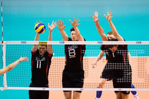 Block block Lukas Kampa (11 Deutschland Germany), Markus Boehme (8 Deutschland Germany) and Christian Fromm (1 Deutschland Germany); FIVB Volleyball World League Group 3 Finals, fraport Arena, Frankfurt (Main) Germany, 20160701: Semifinal Germany vs Chinese Taipei (Deutschland gegen Taiwan) Frankfurt (Main) Copyright: Wuechner Eibner-Pressefoto EP_NWR