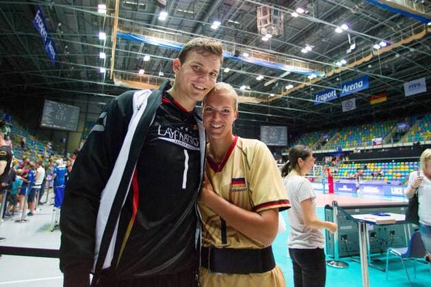 Christian Fromm (1 Deutschland Germany) und Maren Brinker; FIVB Volleyball World League Group 3 Finals, fraport Arena, Frankfurt (Main) Germany, 20160701: Semifinal Germany vs Chinese Taipei (Deutschland gegen Taiwan) Frankfurt (Main) Copyright: Wuechner Eibner-Pressefoto EP_NWR