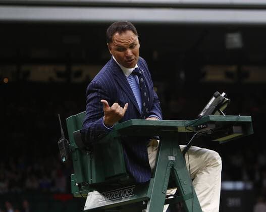 01.07.2016. All England Lawn Tennis and Croquet Club, London, England. The Wimbledon Tennis Championships Day Five. Swedish umpire Mohamed Lahyani in the chair for the 2nd round match today between number 4 seed, Stan Wawrinka (SUI) and Juan Martin Del Potro (ARG). xAlanxMartinx  ActionPlus11757069