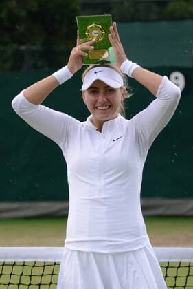 July 1, 2016 - London, England - ANASTASIA POTAPOVA of Russia poses with her trophy after winning the Nike Junior International Roehampton tennis tournament. Tennis 2016 - Nike Junior International Roehampton - Day 6 - ZUMAl132