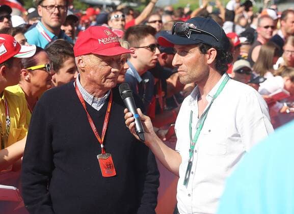 FORMULA 1 - GP of Austria 2016 SPIELBERG,AUSTRIA,02.JUL.16 - MOTORSPORTS, FORMULA 1 - Grand Prix of Austria, Red Bull Ring, qualifying. Image shows Niki Lauda and Tom Wallek (OE3). GEPAxpictures xHansxOberlaender