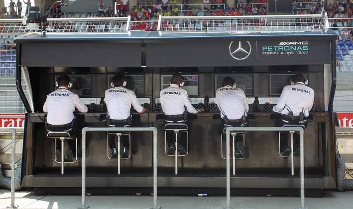 FORMULA 1 - GP of Austria 2016 SPIELBERG,AUSTRIA,02.JUL.16 - MOTORSPORTS, FORMULA 1 - Grand Prix of Austria, Red Bull Ring, qualifying. Image shows the commando stand of Mercedes GP. GEPAxpictures xMarioxKneisl