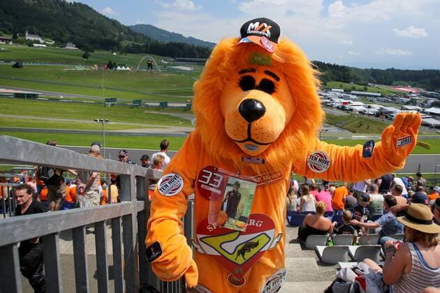 FORMULA 1 - GP of Austria 2016 SPIELBERG,AUSTRIA,02.JUL.16 - MOTORSPORTS, FORMULA 1 - Grand Prix of Austria, Red Bull Ring, qualifying. Image shows the fan of Max Verstappen (NED Red Bull) dressed as lion. GEPAxpictures xMaticxKlansek
