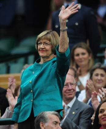 Tennis - 2016 Wimbledon Championships - Week One, Saturday (Day Six) Super Saturday Sportsmen and Women Womens Singles, Round Three Simona Halep (ROU) v Kiki Bertens (NED) Ex Australian Tennis player Margaret Court in the Royal box on Centre court COLORSPORT ANDREW COWIE 
