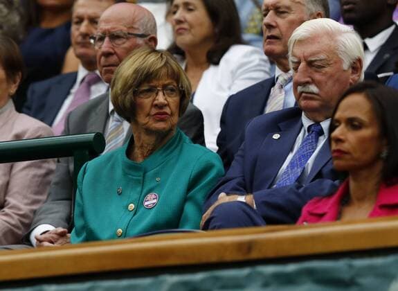 02.07.2016. All England Lawn Tennis and Croquet Club, London, England. The Wimbledon Tennis Championships Day Six. Guests in the Royal Box on Centre Court today included stars of the sporting world including former champion The Revd Margaret Court and Mr Barry Court. xAlanxMartinx  ActionPlus11757380