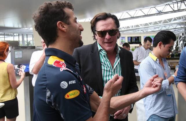 Formel 1, GP von Österreich, Michael Madsen zu Gast an der Strecke FORMULA 1 - GP of Austria 2016 SPIELBERG,AUSTRIA,02.JUL.16 - MOTORSPORTS, FORMULA 1 - Grand Prix of Austria, Red Bull Ring, qualifying. Image shows Daniel Ricciardo (AUS Red Bull Racing) and Michael Madsen. GEPAxpictures xChristianxWalgram