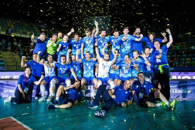 Jubel Slowenien; FIVB Volleyball World League Group 3 Finals, fraport Arena, Frankfurt (Main) Germany, 20160702: 1st place match: Germany vs Slovenia (Deutschland gegen Slowenien) Frankfurt (Main) Copyright: Wuechnerx xEibner-Pressefoto EP_nwr
