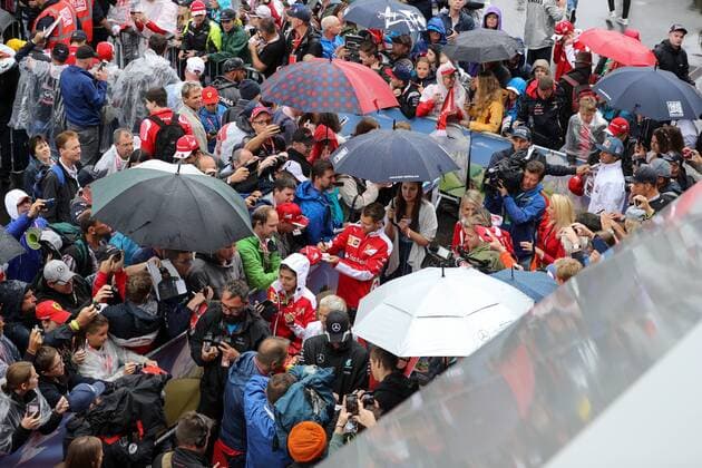 FORMULA 1 - GP of Austria 2016 SPIELBERG,AUSTRIA,03.JUL.16 - MOTORSPORTS, FORMULA 1 - Grand Prix of Austria, Red Bull Ring, Red Carpet. Image shows Sebastian Vettel (GER Ferrari) and Lewis Hamilton (GBR Mercedes GP). GEPAxpictures xMaticxKlansek
