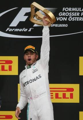 Formel 1, GP von Österreich, Sieger Lewis Hamilton FORMULA 1 - GP of Austria 2016 SPIELBERG,AUSTRIA,03.JUL.16 - MOTORSPORTS, FORMULA 1 - Grand Prix of Austria, Red Bull Ring, award ceremony. Image shows Lewis Hamilton (GBR Mercedes GP). GEPAxpictures xMarioxKneisl