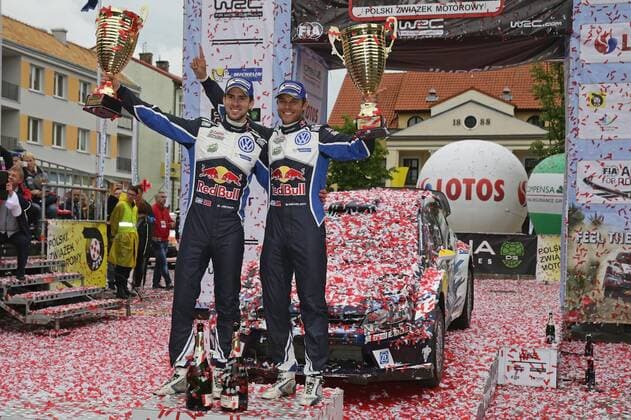 Anders Jaeger (NOR), Andreas Mikkelsen (NOR) WRC Motorsport Rallye WM Rally Poland 2016 Rally Poland 2016