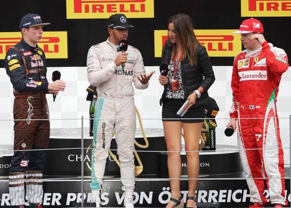 FORMULA 1 - GP of Austria 2016 SPIELBERG,AUSTRIA,03.JUL.16 - MOTORSPORTS, FORMULA 1 - Grand Prix of Austria, Red Bull Ring. Image shows Max Verstappen (NED Red Bull), Lewis Hamilton (GBR Mercedes), Noel de Miguel and Kimi Raeikkoenen (FIN Ferrari). GEPAxpictures xHansxOberlaender