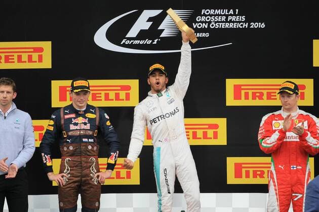 03.07.2016. Red Bull Circuit, Spielberg, Austria. F1 Grand pix of Austria. Race Day. Lewis Hamilton wins at the Red Bull Ring, Max Verstappen comes in 2nd and Kimi Raikkonen 3rd xLeannexBoonx  ActionPlus11757902