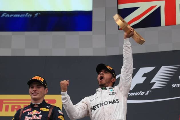 03.07.2016. Red Bull Circuit, Spielberg, Austria. F1 Grand pix of Austria. Race Day. Lewis Hamilton on the podium as he wins at the Red Bull Ring xLeannexBoonx  ActionPlus11757916