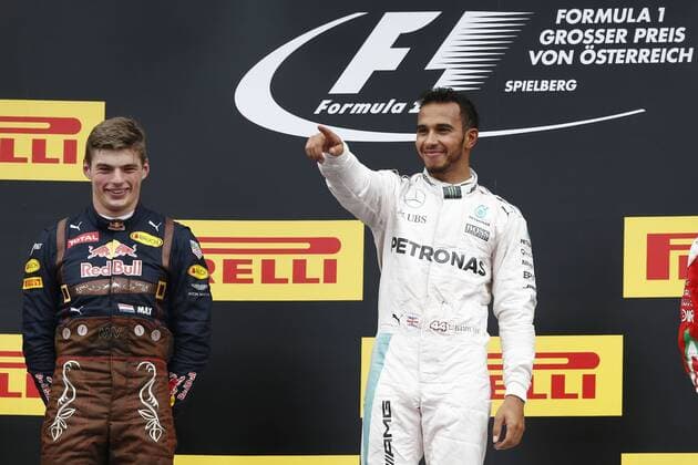Motorsports: FIA Formula One World Championship WM Weltmeisterschaft 2016, Grand Prix of Austria, 33 Max Verstappen (NLD, Red Bull Racing), 44 Lewis Hamilton (GBR, Mercedes AMG Petronas Formula One Team), xHOCHxZWEIx