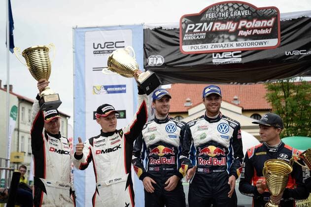 Ott Tanak (EST) - Raigo Molder (EST) - Ford Fiesta RS WRC Motorsport Rallye WM et Andreas Mikkelsen (NOR) Ð Anders Jaeger (NOR) - Volkswagen Polo R WRC MOTORSPORT, Polen-Rallye - WRC - 03 07 2016 
