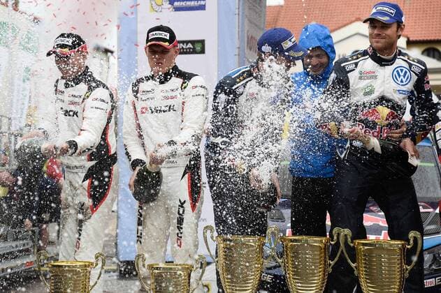 Ott Tanak (EST) - Raigo Molder (EST) - Ford Fiesta RS WRC Motorsport Rallye WM et Andreas Mikkelsen (NOR) Ð Anders Jaeger (NOR) - Volkswagen Polo R WRC MOTORSPORT, Polen-Rallye - WRC - 03 07 2016 