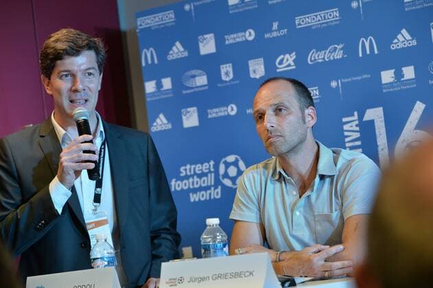 Philippe Oddou (Directeur general et co fondateur dans la ville) - Jurgen Griesbeck (president Streetfootballworld) FOOTBALL : Street Football World - Festival 16 - 04 07 2016 FredericChambertx 
