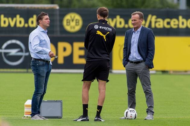 Dienstag 05.07.2016, Saison 2016 2017, Training BV Borussia Dortmund, Sportdirektor Michael Zorc (BVB), Trainer Thomas Tuchel (BVB) und CEO Geschaeftsfuehrer Hans-Joachim Watzke (BVB) DeFodi001