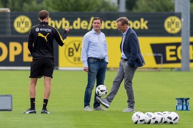 Dienstag 05.07.2016, Saison 2016 2017, Training BV Borussia Dortmund, Trainer Thomas Tuchel (BVB), Sportdirektor Michael Zorc (BVB) und CEO Geschaeftsfuehrer Hans-Joachim Watzke (BVB) DeFodi001