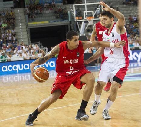 July 5, 2016 - Turin, Italy - The iranian point guard Sajjad Mashayekhi defends against a drive to the basket by The mexican forward Juan Toscano-Anderson in the match between Mexico and Iran at 2016 FIBA Olympic Qualifying Tournament in Turin, Italy on July 5, 2016. FIBA Qualifying Tournament: Mexico v Iran  - ZUMAn230