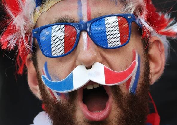 MARSEILLE, FRANCE - JULY 7, 2016: A French fan seen ahead of the 2016 UEFA European Football Championship semifinal match between Germany and France at Stade Velodrome. Alexander Demianchuk TASS  TS02949B
