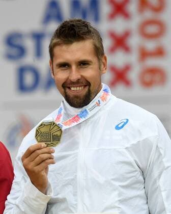 Amsterdam, Leichtathletik, Athletics, Track and Field, EAA, Leichtathletik EM Amsterdam 2016, European Championships Amsterdam, 06.07-10.07.2016, Olympiastadion Amsterdam, Antti Ruuskanen, Finnland, Speerwurf Männer, siegerehrung podium, bronzemedaille, Copyright Gladys Chai von der Laage