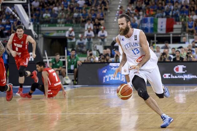 Italy: Italy v Mexico - Basketball Luigi Datome in action during the basketball FIBA Olympic qualifying tournament match beetwen Italy and Mexico. Italy wins 79-54 over Mexico.  NicolòxCampo