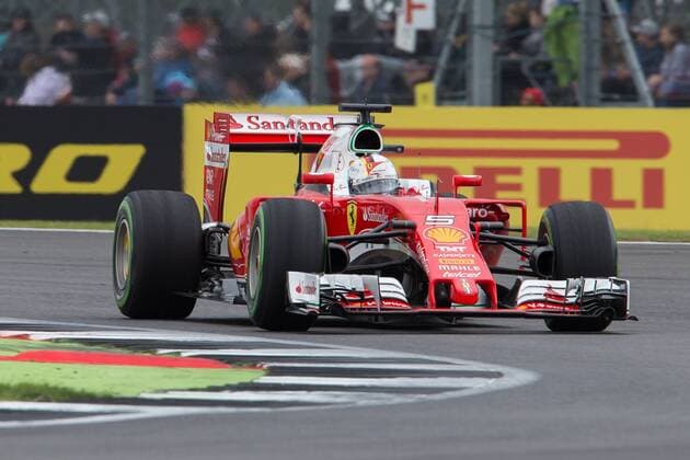 09.07.2016. Silverstone, Northants, England. Formula One British Grand Prix Qualifying on a damp circuit. Scuderia Ferrari driver Sebastian Vettel. xTimxWilliamsx  ActionPlus11759825