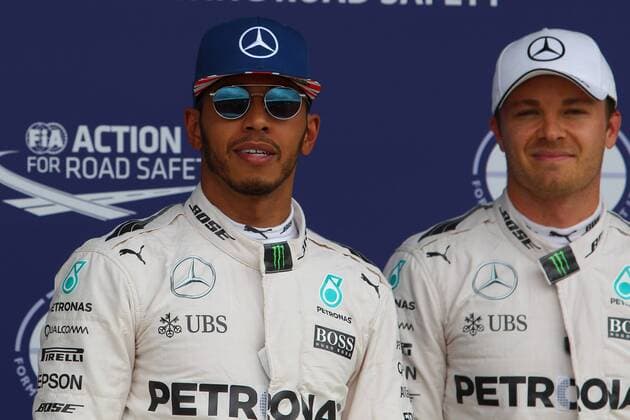 British Grand Prix, Silverstone 07 - 10 July 2016 09.07.2016 - Qualifying, Lewis Hamilton (GBR) Mercedes AMG F1 W07 Hybrid pole position and Nico Rosberg (GER) Mercedes AMG F1 W07 Hybrid second 